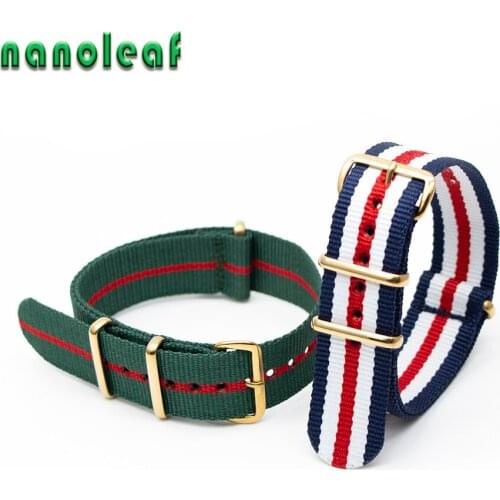 18mm 20mm 22mm 24mm Nylon Watch Strap Accessories Gold Buckle Durable Wristband For Men Sport Strap Wrist Watchband
