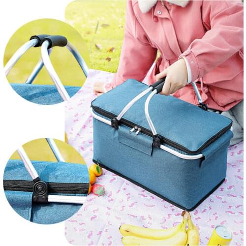 Foldable Picnic Basket Camping Cooler Bag 2-8 People Use Lunch Drink Heat Preservation Beach School Picnic Bag Camping Storage