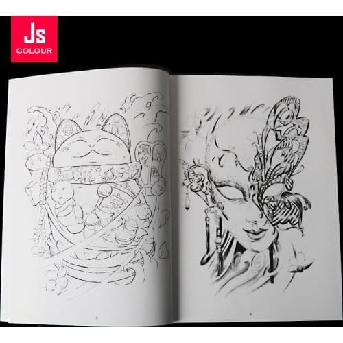 Tattoo Book Stencil Traditional Manuscript Full Backpack Arms Hua Dan Geisha Black And White Impermanence Lucky Line Draft Book