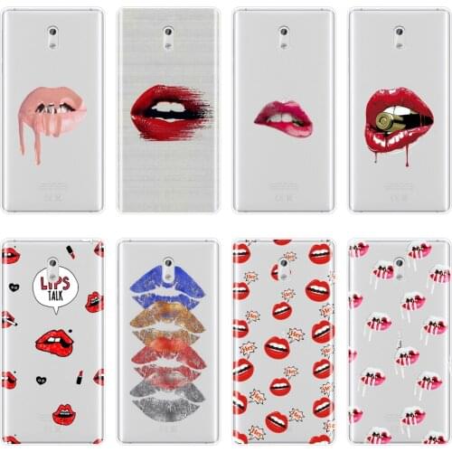 TPU Sexy Lips Red Lipstick Aesthetic Cartoon Girl Soft Back Cover For Nokia 8 6 5 3 2 1 Phone Case Silicone For Nokia 7 Plus X6