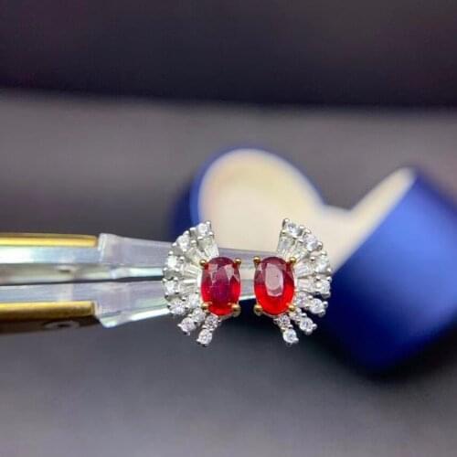 Vintage Charm Ruby Earring Natural And Real 925 Sterling Silver Ruby Earring Fashion