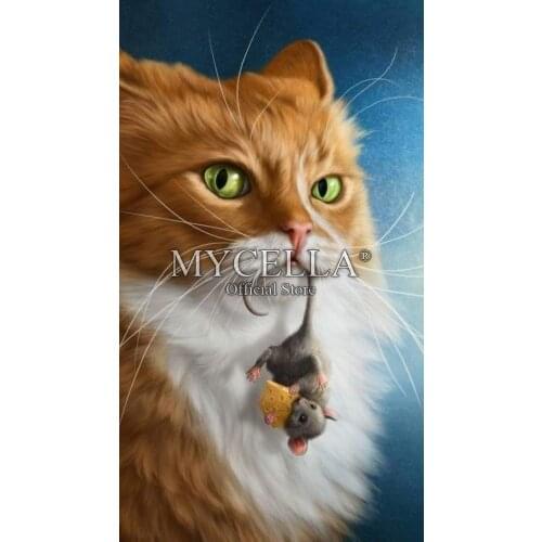 Cats and mice Animals Needlework Diamond Embroidery 5D DIY Full Diamond Painting Cross Stitch Square Rhinestone Handmade Crafts