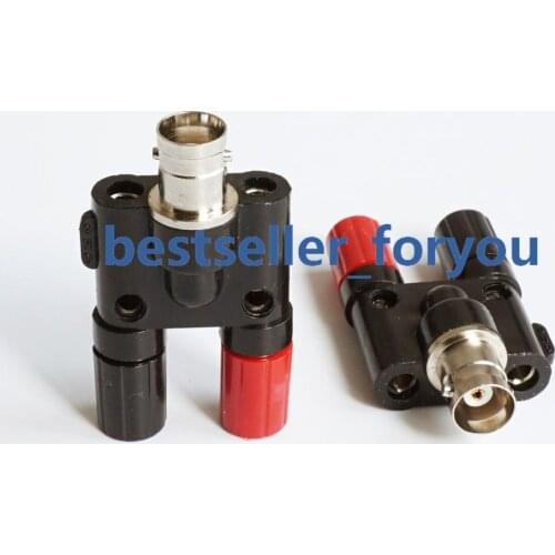 1Pcs BNC female to two dual 4mm Banana binding post jack connector Adapter