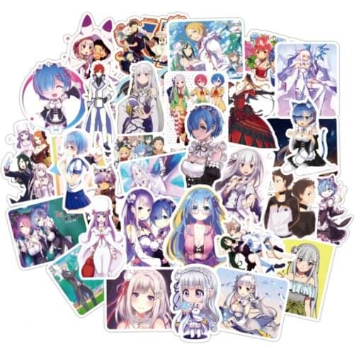 10/30/50PCS Two-dimensional Anime Character Cute Lem Maid Waterproof Guitar Sticker Notebook Graffiti Decoration Toy Wholesale