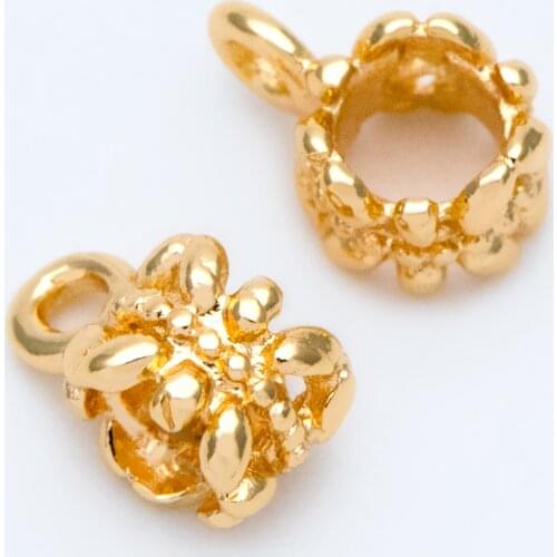 10pcs Gold Bail Beads, Bail Charm Holder Spacer with Loop, Tube Bails, Cord Bails, Slider Bails, Spacer Ring (GB-1329)