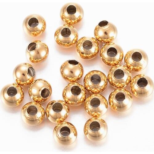 100pcs 4mm Round 304 Stainless Steel Beads Spacer Bead Golden Color for Jewelry Making DIY Bracelet Necklace 4x3.5mm Hole: 1.5mm