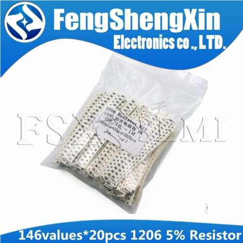 146valuesX20pcs=2920pcs 1206 5%SMD Resistor Samples kit ,0R，1R~1M ohm