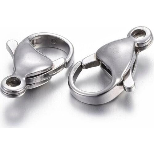 200pcs 304 Stainless Steel Lobster Claw Clasps for jewelry making Keychain Bag Hooks Accessories, Stainless Steel Color