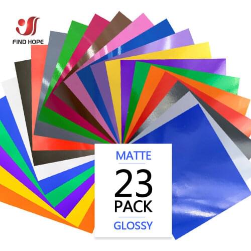 23 Assorted Colors 12"x10" Bundle Adhesive Vinyl Sheets for Decor Sticker Weeding Craft Cutter Printers Letters Car Decal Film