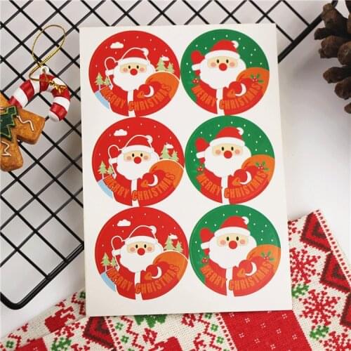 60PCS Dia.5cm Santa Claus "Merry Christmas" New Year Series paper Sticker for Handmade baking Products Gift seal sticker label