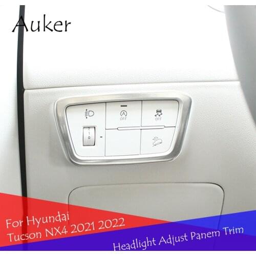 Car Head Lamp Light Switch Headlight Adjustment Knob Panel Control Protective Trim Car Styling For Hyundai Tucson 2021