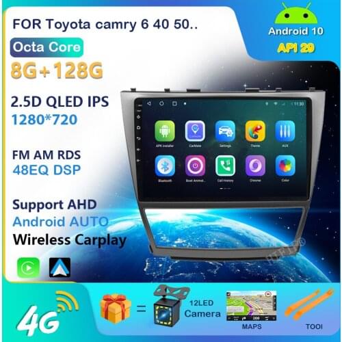 6+128G Carplay android car radio For Toyota camry 6 40 50 2006-2011 multimedia video player car navigation GPS No 2din 2 din dvd