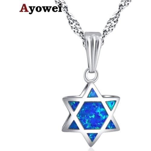 Ayowei Double-sided shape blue and white fire opal 925 silver earrings for fashion jewelry necklace pendant OP820A