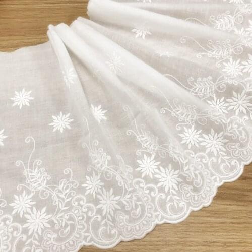 26cm Off White 100% Cotton Lace Trim Exquisite Off white Cotton Embroidery Lace Openwork Cotton Cloth DIY Clothing Accessories