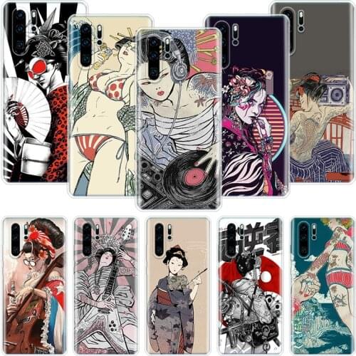 Japanese Fashion Art Kimono Tattoo Phone Case For Huawei Honor 10 9 20 9X 8A 8X 8S 7A 7X Lite Pro 10i 20i Y5 Y6 Y7 Y9 2019 Cover