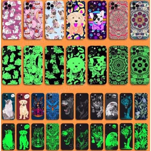 Cute Owl TPU Coque For iPhone 12 11 Pro Max 8 7 Plus XR Xs SE 2020 X 12 Mini Xs Max Lovely Animal Glow Luminous Phone Case Funda