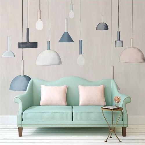 Decorative wallpaper Hand-painted modern Nordic art of simple style chandelier background wall