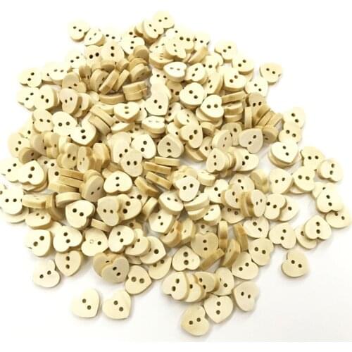 250PCS Kawaii Heart DIY Wooden Buttons for Clothing Decoration Buttons Scrapbooking Accessories Sewing Craft Supplies 12mm 23mm