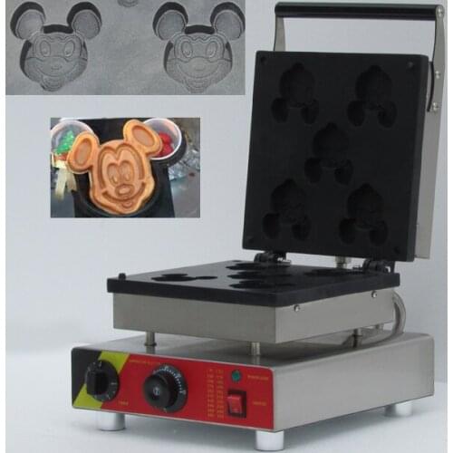 Electric commercial mickey waffle maker making five slices waffles