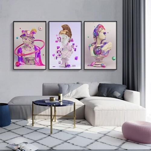 Aesthetic Vaporwave Sculpture Art Poster Canvas Painting Plaster Statue Graffiti Print Wall Picture for Living Room Home Decor