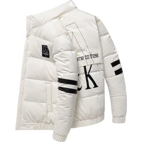 Glossy 2021 High Quality Men Down Jacket Brand Clothing Casual Warm Hooded Collar Coats Winter Jackets Parkas Mens Windbreakers