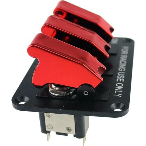 Racing Car Vehicle 3 Rockers Switch Panel Flipup Ignition Toggle Red Button