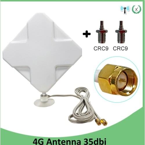 3G 4G LTE Antenna SMA Male 2m Cable 35dBi 2*SMA connector for 4G Modem Router +Adapter SMA Female to CRC9 Male connector