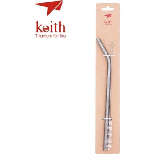 Keith Titanium Drinking Straw Bend And Straight Family Drink Straws Eco-friendly Food Grade With 1 Clean Brush