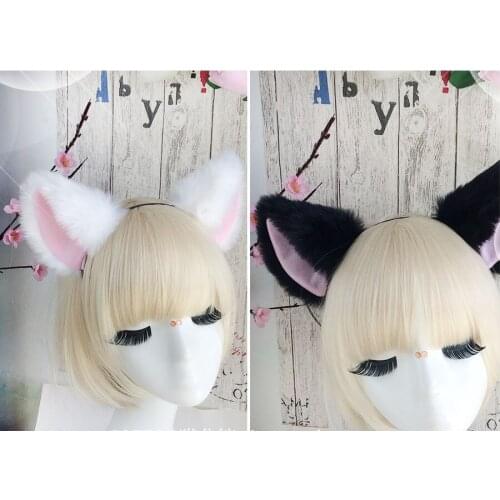 Night Party Club Ball Wearing Playful Anime Costume Cat Fox Ears Faux-Fur Hair Clip Pair cos Birthday Cosplay