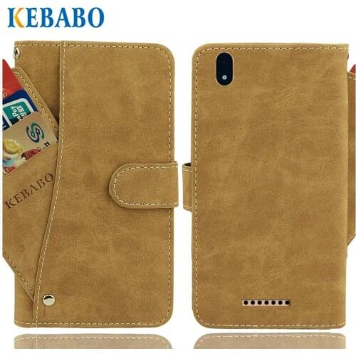 Leather Wallet Nous NS5008 Optimum Case 5" Flip Vintage Leather Front Card Slots Cases Cover Business Phone Protective Bags