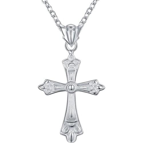 Cross beautiful shiny silver plated Necklace New Sale silver necklaces & pendants /UFZCBPBL CAEEONDK