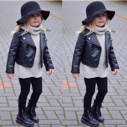 Girls pu jacket 0-5 years old Fashion Spring and Autumn Wind PU Leather Coat Baby Boys and Girls short Jacket Sleeve diamond