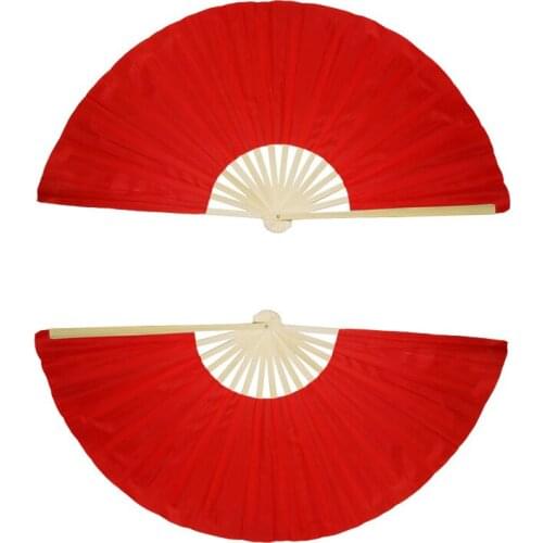 Magnolia two-sides double-sided red color taiji fan tai chi kung fu martial arts performance mulan fan bamboo rib
