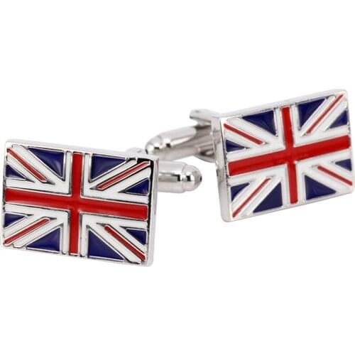 Mens New Nickel Brushed Sliver Square M flag cuff link Formal Business Wedding Shirt UK Flag Cufflinks