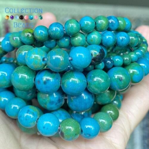 Natural Chrysocolla Loose Round Beads For Jewelry Making 4-10 MM DIY Bracelets Accessories 15" Wholesale