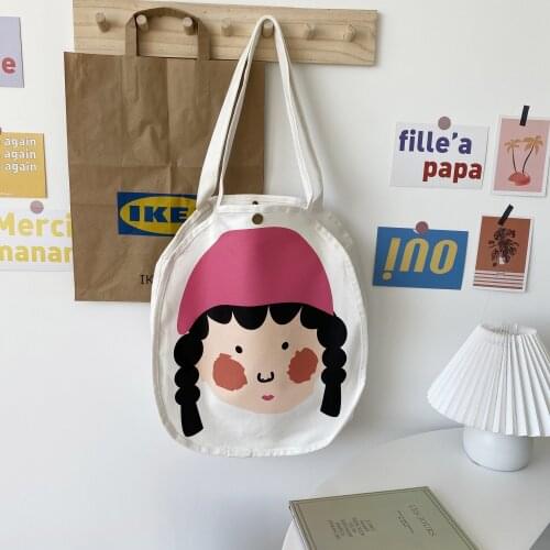 New 2021 Summer Fashion Shoulder Bag Women Cartoo Girl Print Canvas Bag Handbag Women Bags Bolso Mujer Art Design Sac A Main