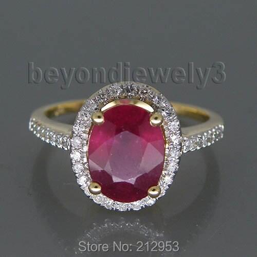 3.12ct Solid 14Kt Yellow Gold Ruby Wedding Ring, Diamond Natural Red Ruby Ring For Sale R0014