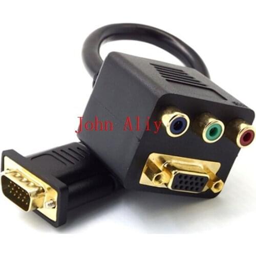 WHOLESALE Male to Female VGA With 3RCA Audio Adapter Cable VGA to VGA