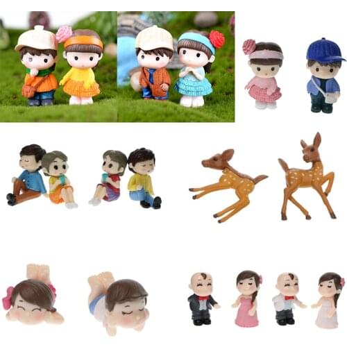 Lovely Couple Mini Garden Ornament Miniature Plant Pot Fairy DIY Dollhouse
