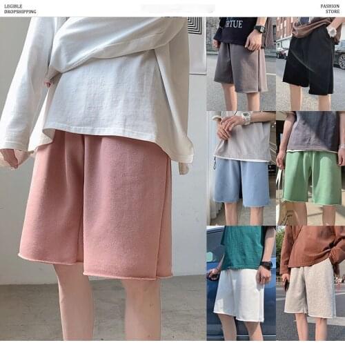 2021 Beach Shorts Men Summer Solid Casual Short Men Loose Drawstring Hip Hop Korean Shorts