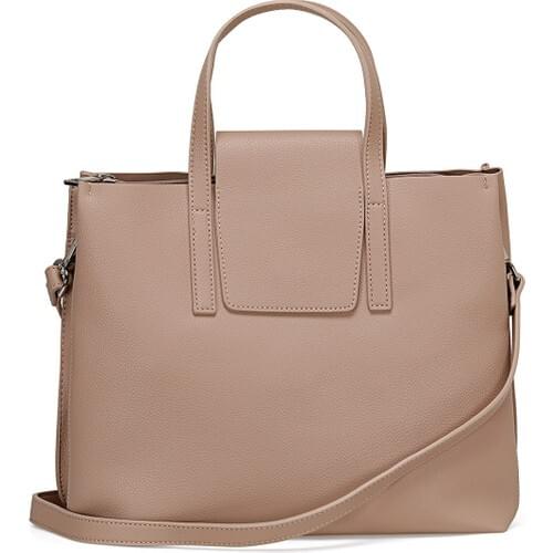 Nine West Mılkan Naturel Women Hand Bag 2021 beige arched faux leather tote bag