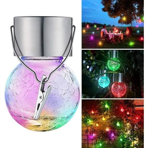 LED Solar Cracked Ball Light with Clip, Decorative Light Aisle Small Chandelier Suitable for Garden and Courtyard Decoration