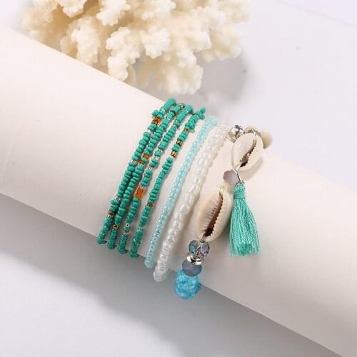 Bohemian Multilayer Shell Tassel Beads Bracelets For Women Jewelry Boho Charm Bracelets Set 2020 New Pulseras Femme Bijoux