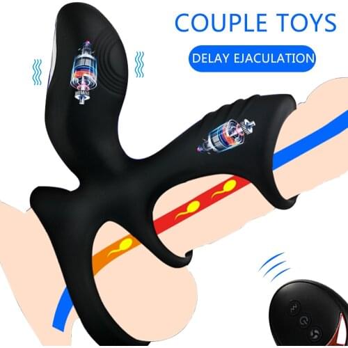 Vibrating Penis Ring Remote Control Couple Vibrator 10 Modes Clitoris Stimulation G-spot Massage Adult Products Sex Toys for Men