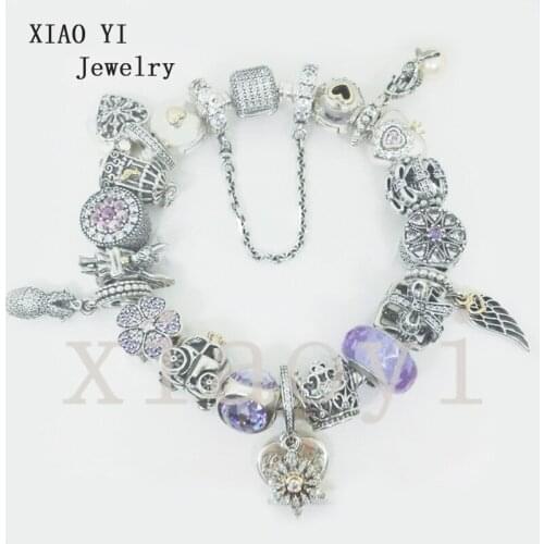 XIAOYI 2020 New 100% S92 Love snowflake wing baby bird cage car fish crown gift flower cat eyes DIY fashion design bracelet