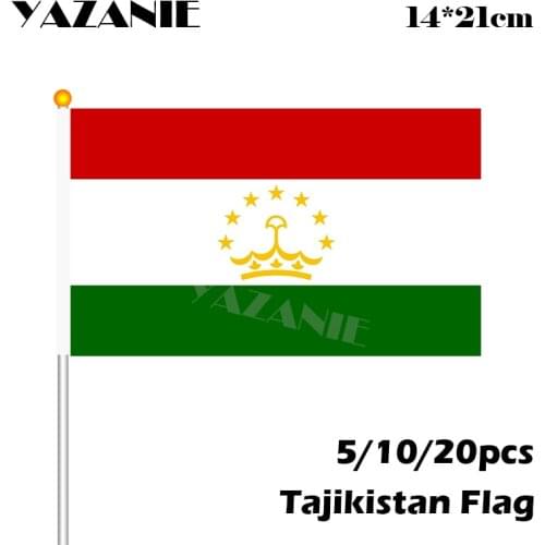 YAZANIE 14*21cm 5/10/20pcs Tajikistan Hand Waving National Flag Polyester Hand Flag Quality Celebrate World Countries Flags