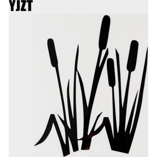 YJZT 13CM×15.5CM Fun Cattail Aquatic Plants Vinyl Car Sticker Decal Black/Silver 18B-0010