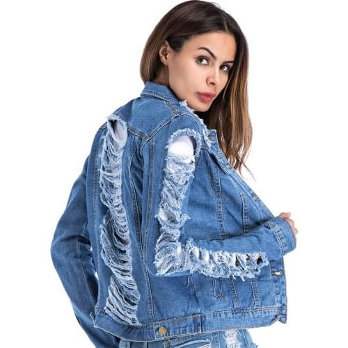Boyfriend Style Spring Woman Hollow-Out Denim Jacket 2019 Vintage Harajuku Oversized 5XL Loose Female Hole Jeans Coat Female