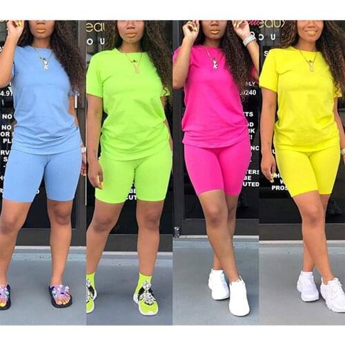 S-4xl Women Two Pieces Sets Tracksuits Short Sleeve Tops+jogger Shorts Pants Suit Sport Fitness Outfit Matching Set Outfits#f3