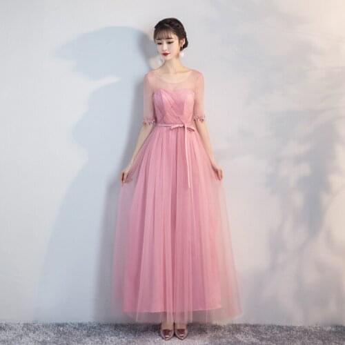 New Design Sexy Sweet Long Pink Bridesmaid Prom Wedding Party Sister Elegant For Women Wedding Guest Dresses 8860
